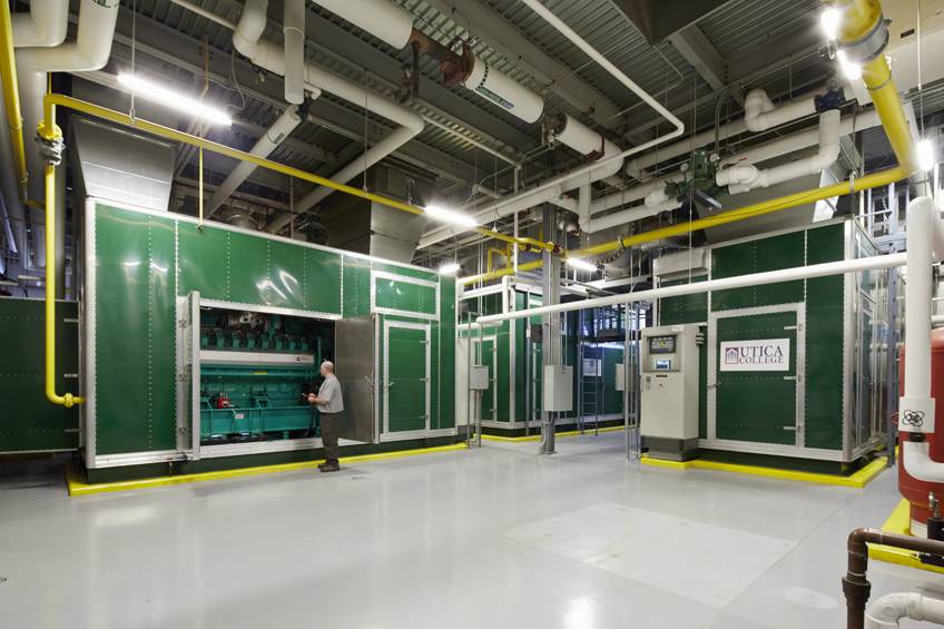 Operator monitoring engine at CHP facility in Utica NY